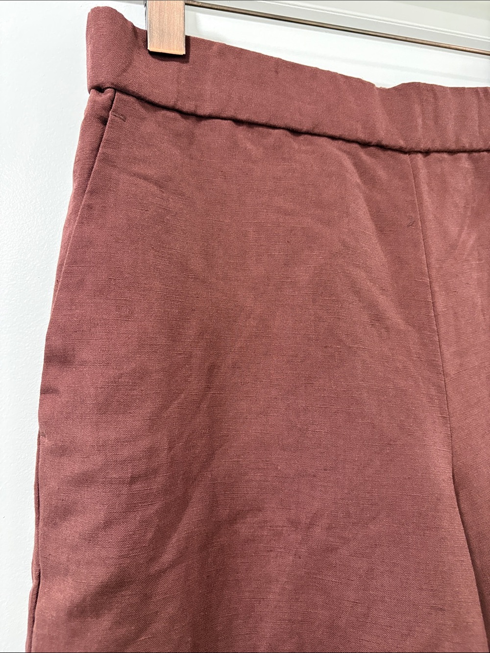 Ann Taylor Wide-Leg Pull On Linen Blend Pants in Dark Brown Size Small - Picture 5 of 10